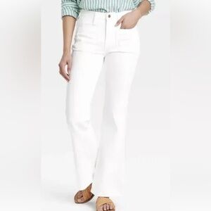 New-universal thread-8 short-white denim, high-rise flare jeans